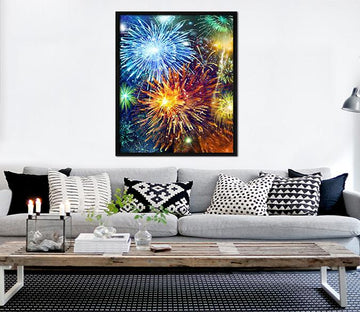 3D Beautiful Fireworks 027 Fake Framed Print Painting Wallpaper AJ Creativity Home 