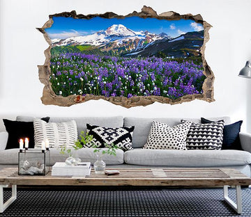 3D Snow Mountains Flowers 042 Broken Wall Murals Wallpaper AJ Wallpaper 