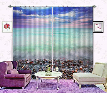 3D Sea Stones Beach 628 Curtains Drapes Wallpaper AJ Wallpaper 