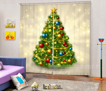 3D Shining Christmas Tree 2057 Curtains Drapes Wallpaper AJ Wallpaper 