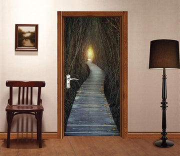 3D Bare Forest Wood Path Door Mural Wallpaper AJ Wallpaper 