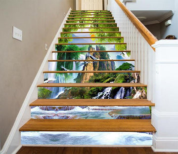 3D Waterfalls Cranes 406 Stair Risers Wallpaper AJ Wallpaper 