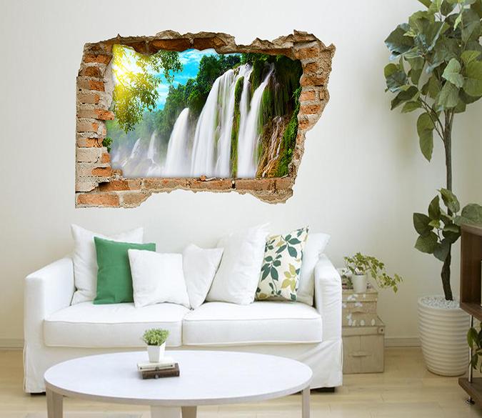 3D Mountain Waterfalls 396 Broken Wall Murals Wallpaper AJ Wallpaper 