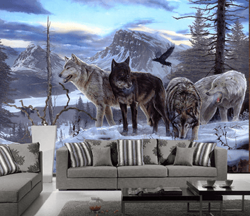 3D Eagle Wolf 031 Wallpaper AJ Wallpaper 