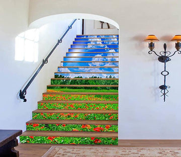 3D Sunny Flowers Field 777 Stair Risers Wallpaper AJ Wallpaper 