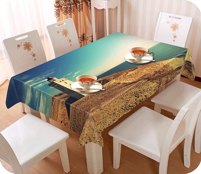 3D Seaside Lighthouse 723 Tablecloths Wallpaper AJ Wallpaper 