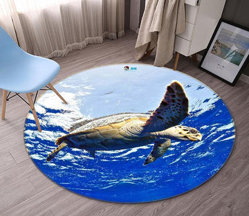 3D Blue Ocean Turtle 89 Round Non Slip Rug Mat Mat AJ Creativity Home 