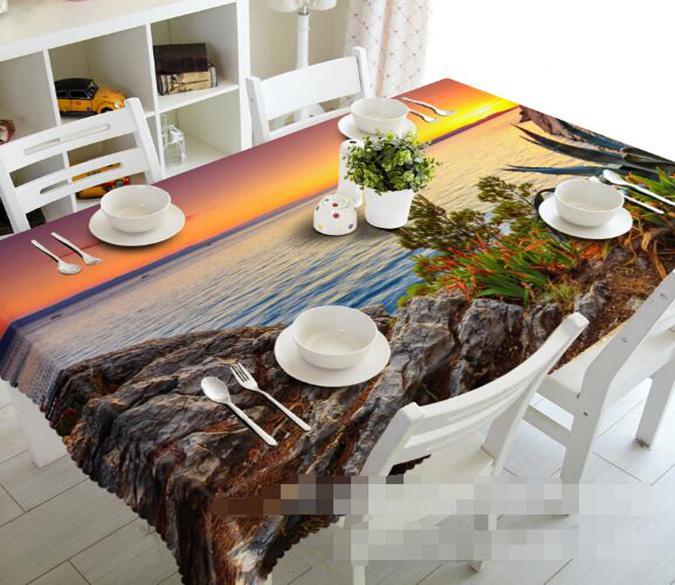 3D Sea Coast Sunset 1490 Tablecloths Wallpaper AJ Wallpaper 