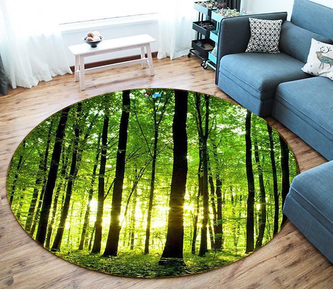 3D Forest Sunlight 11 Round Non Slip Rug Mat Mat AJ Creativity Home 