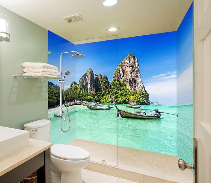 3D Sea Boats 81 Bathroom Wallpaper Wallpaper AJ Wallpaper 
