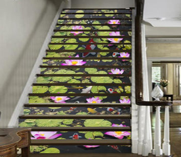 3D Fish Pond Flowers 580 Stair Risers Wallpaper AJ Wallpaper 