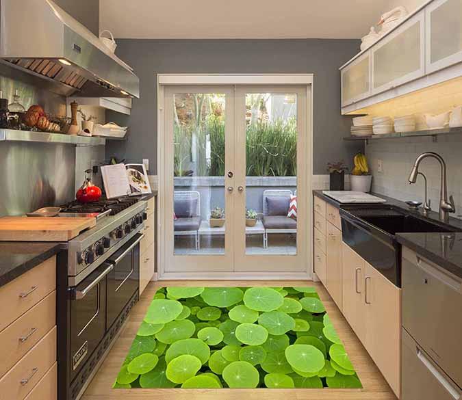 3D Pretty Green Plants Kitchen Mat Floor Mural Wallpaper AJ Wallpaper 