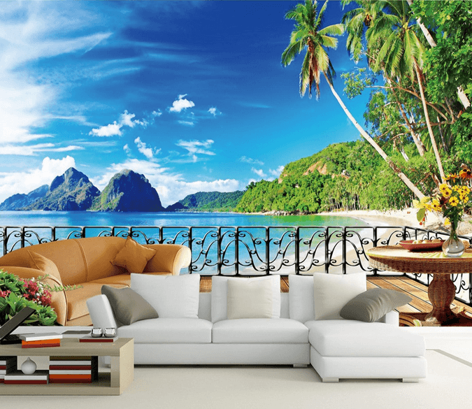 Open-Air Balcony Beach Scenery Wallpaper AJ Wallpaper 
