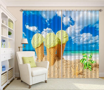 3D Beach Ice Cream Curtains Drapes Wallpaper AJ Wallpaper 