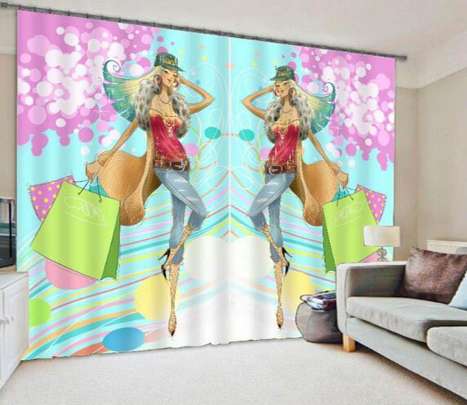 3D Shopping Girl 852 Curtains Drapes Wallpaper AJ Wallpaper 