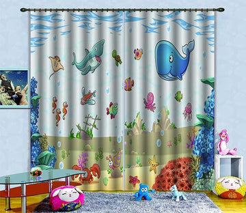 3D Lovely Sea Animals 706 Curtains Drapes Wallpaper AJ Wallpaper 
