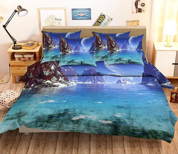 3D Mountains Lake Moon 97 Bed Pillowcases Quilt Wallpaper AJ Wallpaper 