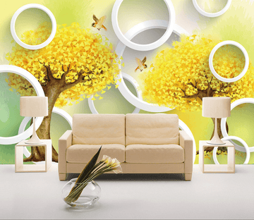 Yellow Trees And Circles Wallpaper AJ Wallpaper 