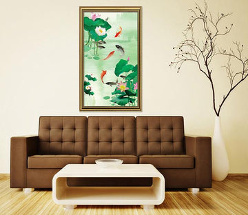 3D Fish Pond 117 Fake Framed Print Painting Wallpaper AJ Creativity Home 