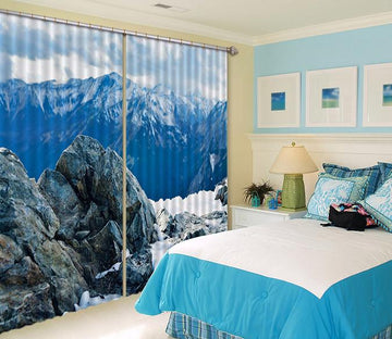 3D Snow Mountains Stones 588 Curtains Drapes Wallpaper AJ Wallpaper 
