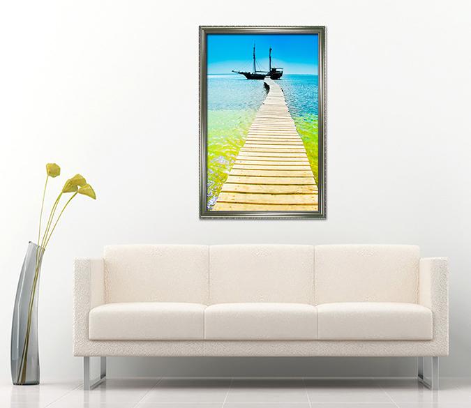 3D Wooden Bridge 007 Fake Framed Print Painting Wallpaper AJ Creativity Home 