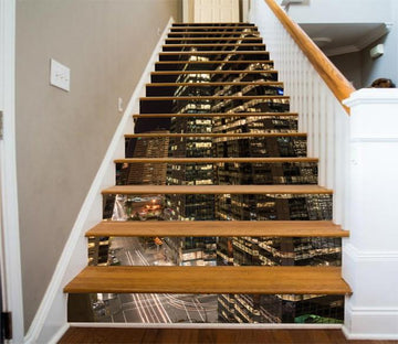 3D City Tall Buildings Street 14 Stair Risers Wallpaper AJ Wallpaper 