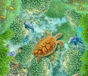 3D Sea Turtles Floor Mural Wallpaper AJ Wallpaper 2 
