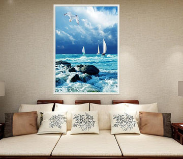 3D Storm Waves 012 Fake Framed Print Painting Wallpaper AJ Creativity Home 