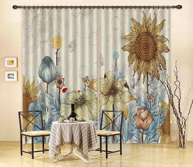 3D Flowers Pattern 2284 Curtains Drapes Wallpaper AJ Wallpaper 