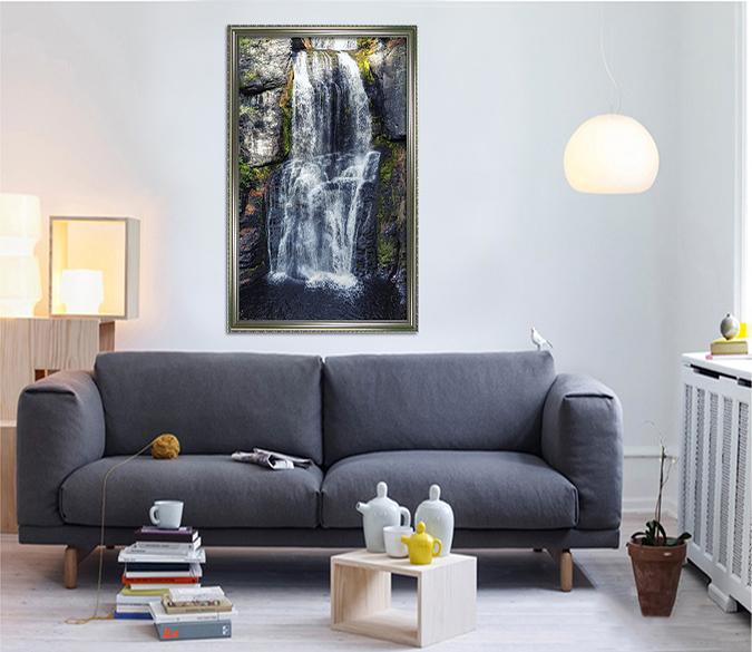 3D Cliff River 100 Fake Framed Print Painting Wallpaper AJ Creativity Home 