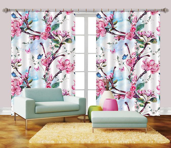 3D Tree Flowers 2330 Curtains Drapes Wallpaper AJ Wallpaper 