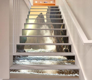 3D Sea Towering Mountains 885 Stair Risers Wallpaper AJ Wallpaper 