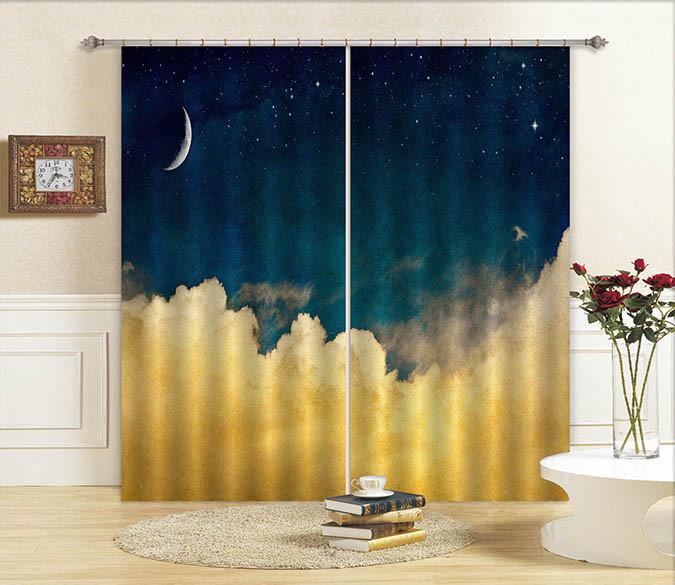 3D Stars Sky Clouds 688 Curtains Drapes Wallpaper AJ Wallpaper 