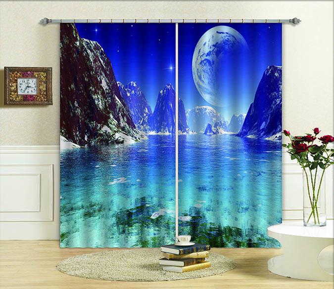 3D Snow Mountains Lake 782 Curtains Drapes Wallpaper AJ Wallpaper 