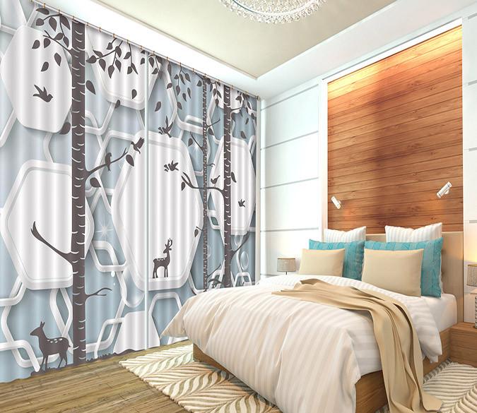 3D Trees Animals Pattern 382 Curtains Drapes Wallpaper AJ Wallpaper 