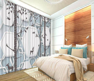 3D Trees Animals Pattern 382 Curtains Drapes Wallpaper AJ Wallpaper 