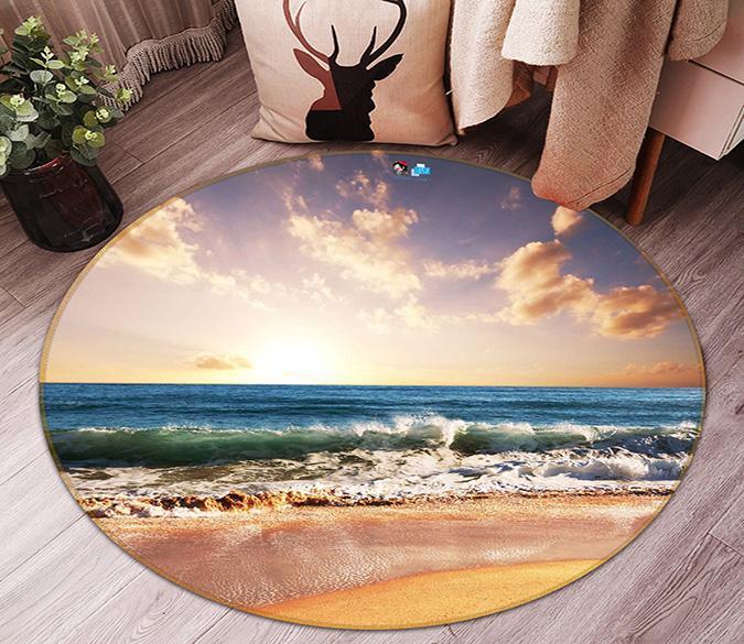 3D Sea Landscape 100 Round Non Slip Rug Mat Mat AJ Creativity Home 