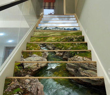 3D Mountains River 1203 Stair Risers Wallpaper AJ Wallpaper 