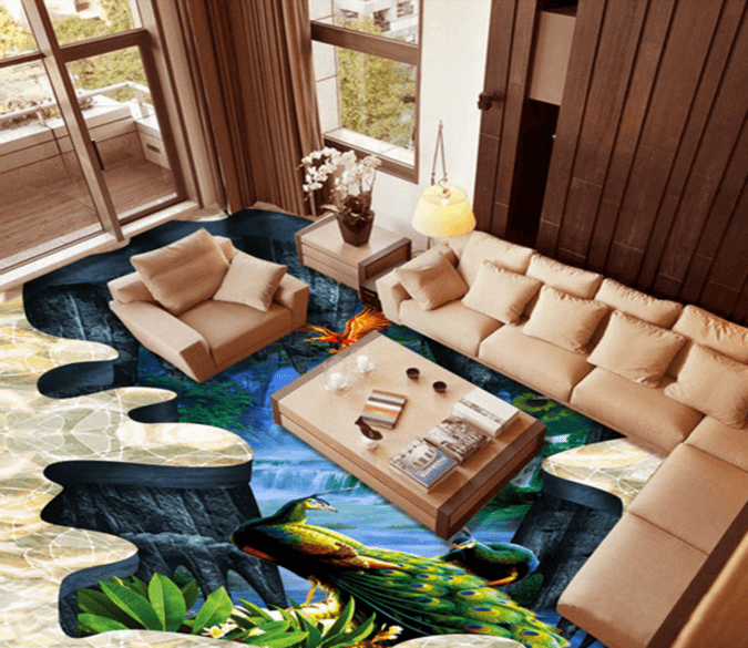 3D Peacocky 167 Floor Mural Wallpaper AJ Wallpaper 2 