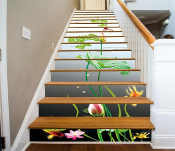 3D Fresh Lotus Flowers 4 Stair Risers Wallpaper AJ Wallpaper 
