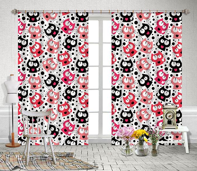 3D Lovely Cats Pattern 2347 Curtains Drapes Wallpaper AJ Wallpaper 