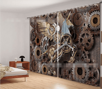 3D Metal Horse Carriage Gears 1127 Curtains Drapes Wallpaper AJ Wallpaper 