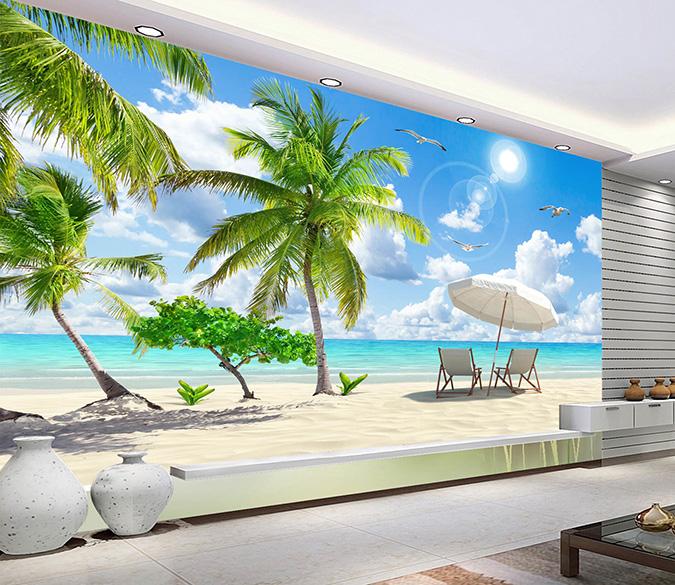 3D Umbrella Coconut Tree 298 Wallpaper AJ Wallpaper 
