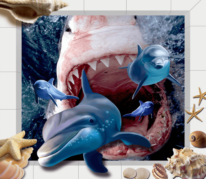 3D Brave Dolphins Floor Mural Wallpaper AJ Wallpaper 2 