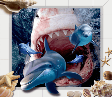 3D Brave Dolphins Floor Mural Wallpaper AJ Wallpaper 2 