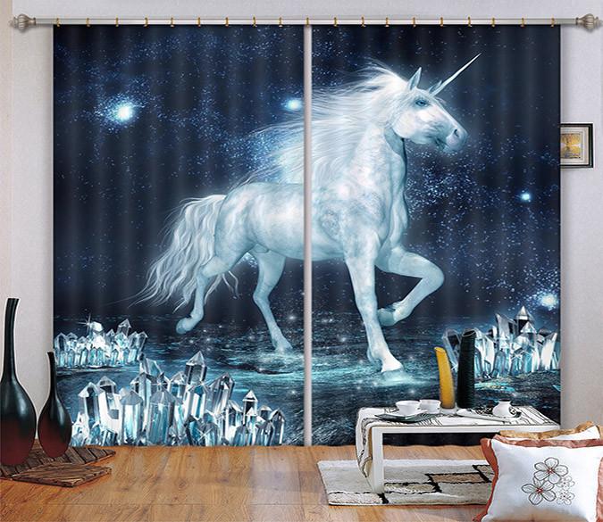3D Handsome Unicorn Curtains Drapes Wallpaper AJ Wallpaper 