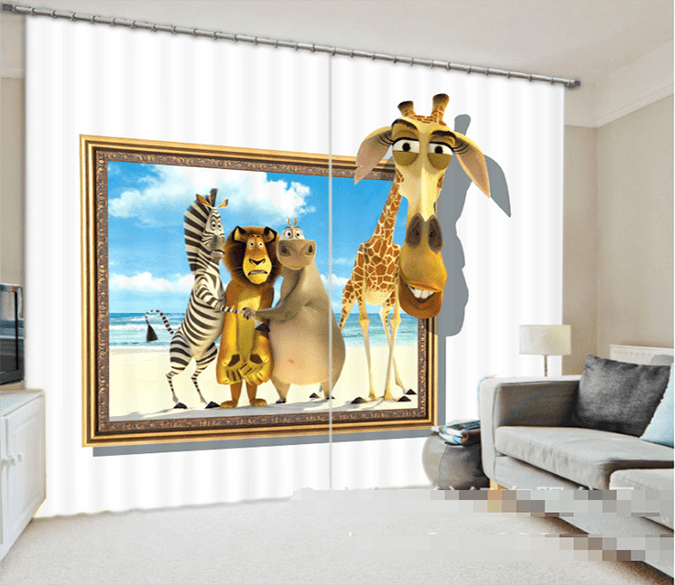 3D Seaside Funny Animals 949 Curtains Drapes Wallpaper AJ Wallpaper 