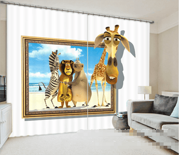 3D Seaside Funny Animals 949 Curtains Drapes Wallpaper AJ Wallpaper 