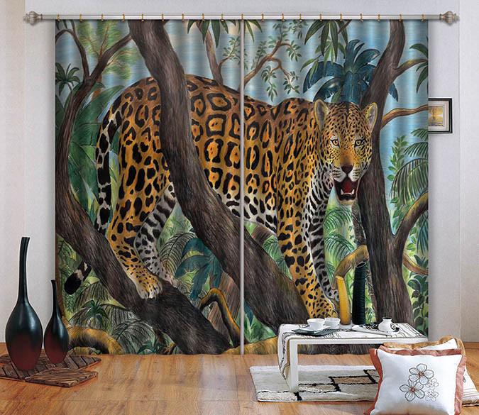 3D Tree Leopard 660 Curtains Drapes Wallpaper AJ Wallpaper 