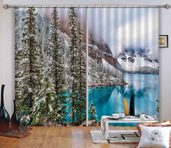 3D Snow Lake 22 Curtains Drapes Wallpaper AJ Wallpaper 